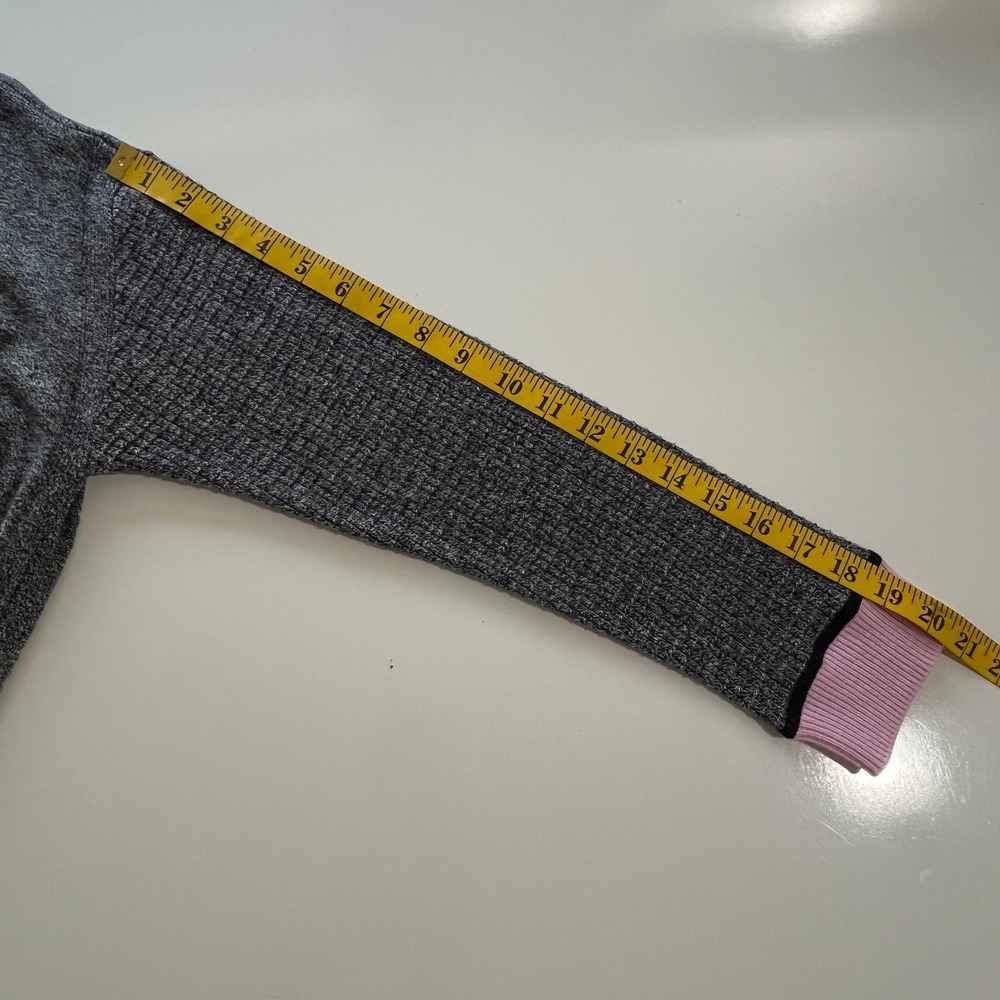 T by Talbots Cardigan‎ Women Large Gray Pink Trim Open Front Longline Loungewear - Picture 5 of 11